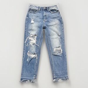 KanCan Jeans Womens 25 Blue Estilo Skinny Frayed Hem Ripped Denim